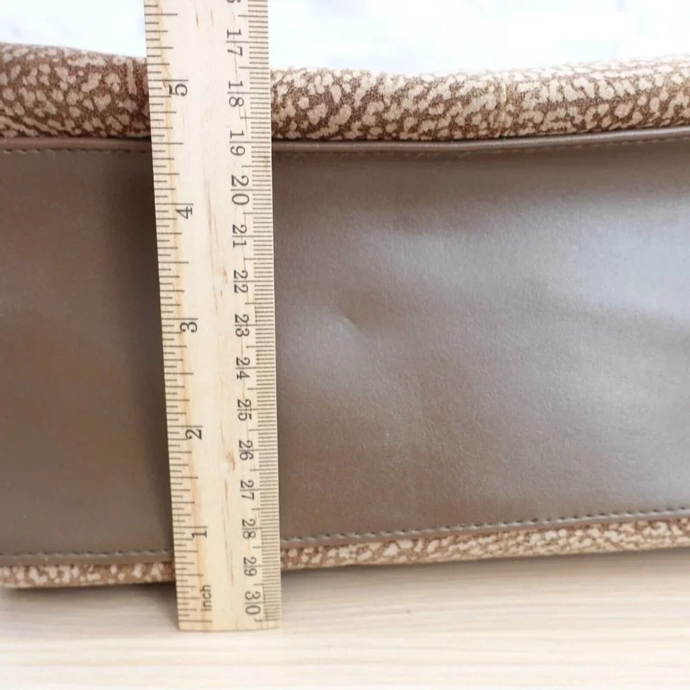 VINTAGE Brown‎ Quail Print Handbag Leather Partridge Eye Japanese SUSANA JAPAN